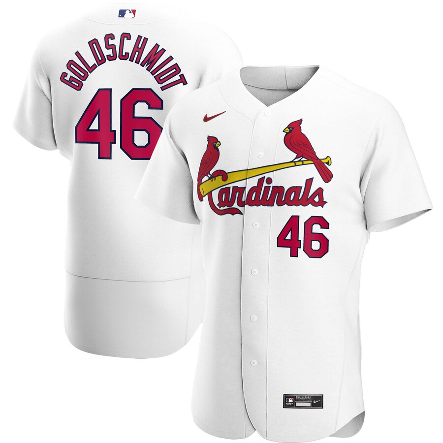 St. Louis Cardinals #46 Paul Goldschmidt Men Nike White Home 2020 Authentic Player MLB Jersey
